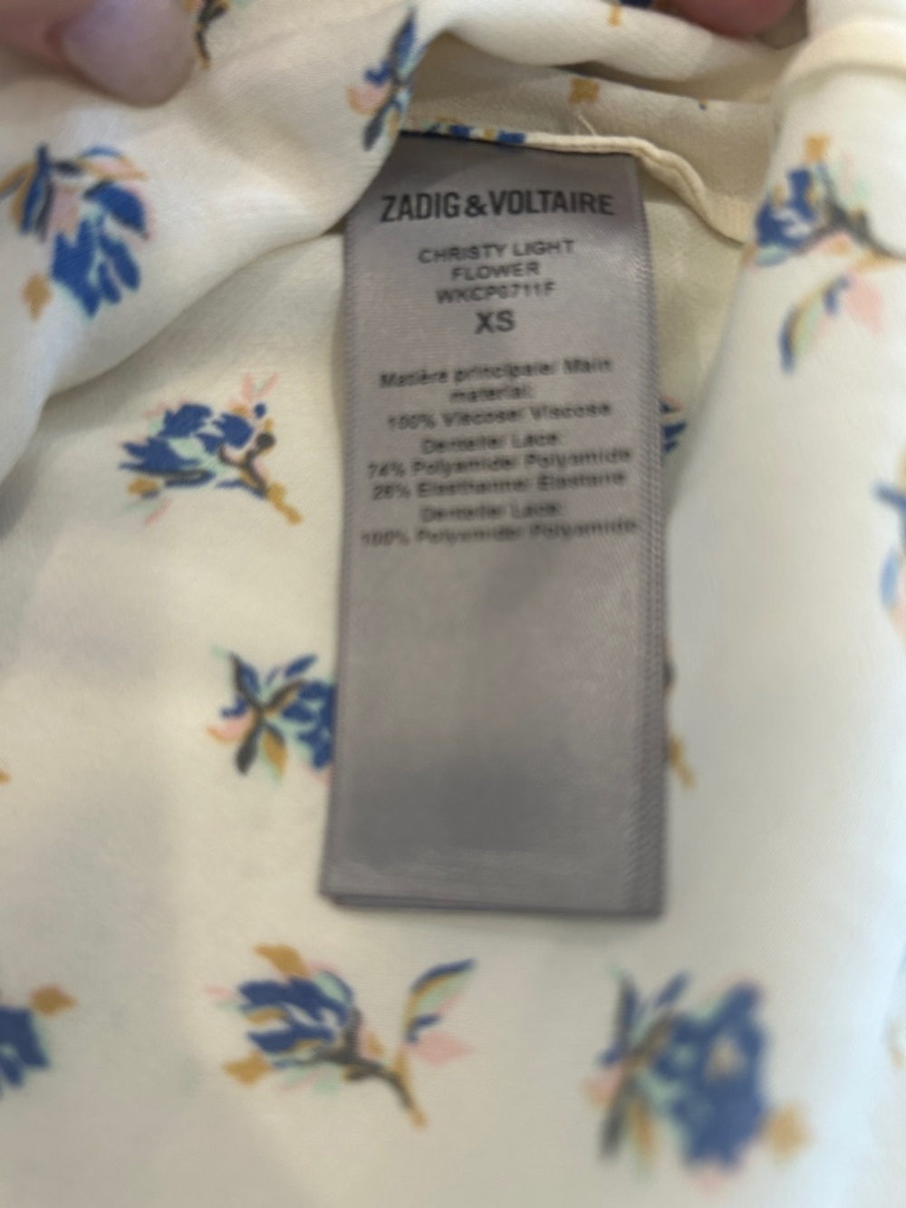 Zadig & Voltaire  Christ Vanilla  Flower/ Lace Trim Camisole Top. - Picture 6 of 8